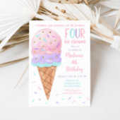 Roze ijs Vierde verjaardag Kaart