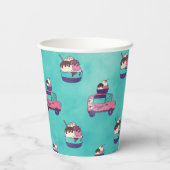 Roze ijs vrachtwagen papieren bekers (Achterkant)