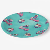 Roze ijs vrachtwagen papieren bordje (Gekanteld)