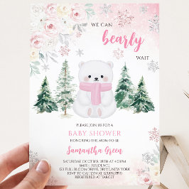 Roze IJsbeer Baby Shower Kaart