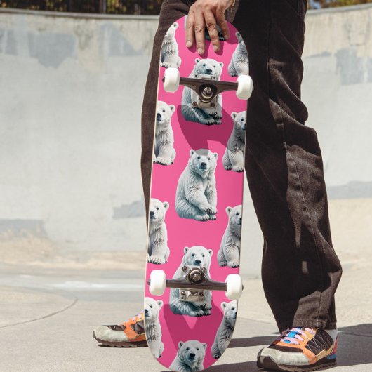 Roze IJsbeer Patroon Ontwerp Persoonlijk Skateboard