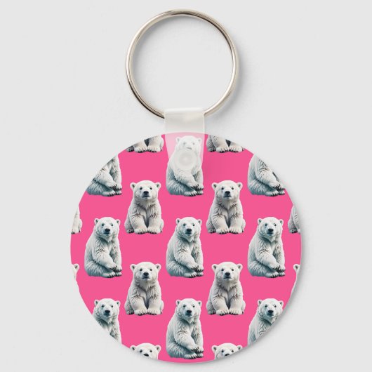 Roze ijsbeerpatroonontwerp  sleutelhanger (Voorkant)