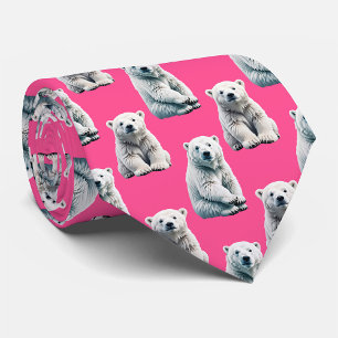 Roze ijsbeerpatroonontwerp stropdas