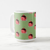 Roze ijsbekertjes op groen koffiemok (Voorkant links)