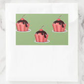 Roze ijsbekertjes op groen rechthoekige sticker (Tas)