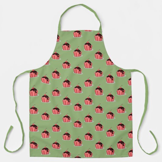 Roze ijsbekertjes op groen schort (Voorkant)
