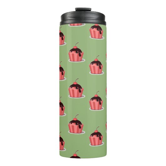 Roze ijsbekertjes op groen thermosbeker (Voorkant)