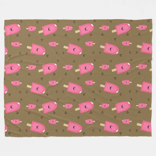 Roze ijsberen fleece deken (Voorkant (Horizontaal))