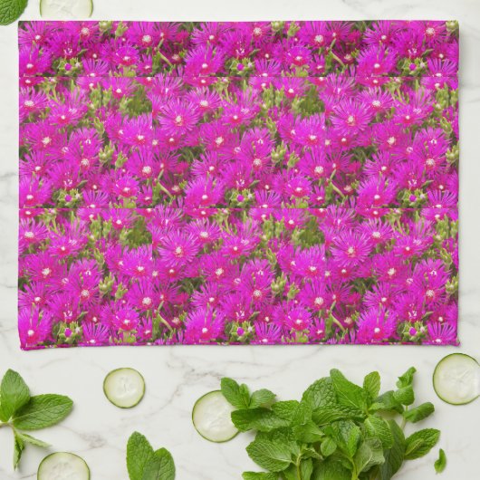 Roze ijsbloemen Floral Kitchen Towel Theedoek (Gevouwen)