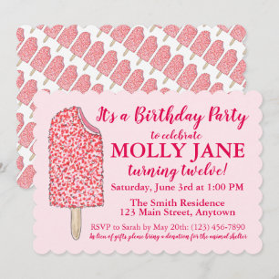 Roze ijsbreker, Birthday Party Shower Kaart