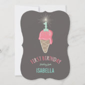 Roze ijsbreker-meisje, 1e verjaardag kaart (Voorkant)