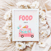 Roze Ijscoman Truck Eetwaren Reclamebord Met Voetstuk