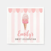 Roze ijscream Birthday Party Napkins Servet (Voorkant)