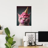 Roze ijscream King Cat Wall Art Collage Poster (Thuiskantoor)