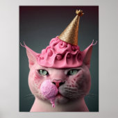 Roze ijscream King Cat Wall Art Collage Poster (Voorkant)