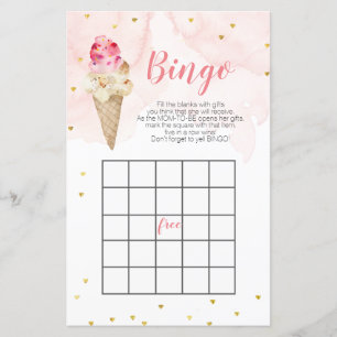Roze ijscrème Glitter baby shower Bingo Game