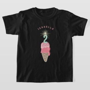 Roze IJscrème Spetterend Meisje 2de Verjaardagsfee T-shirt