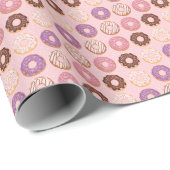 Roze ijsdonuts met sprinkles patroonfeest cadeaupapier (Rol Hoek)