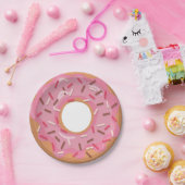 Roze ijsdonuts met sproeiers verjaardagsfeestje papieren bordje (Feest)