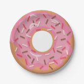 Roze ijsdonuts met sproeiers verjaardagsfeestje papieren bordje (Voorkant)