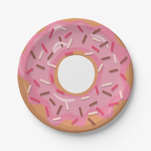 Roze ijsdonuts met sproeiers verjaardagsfeestje papieren bordje (Voorkant)