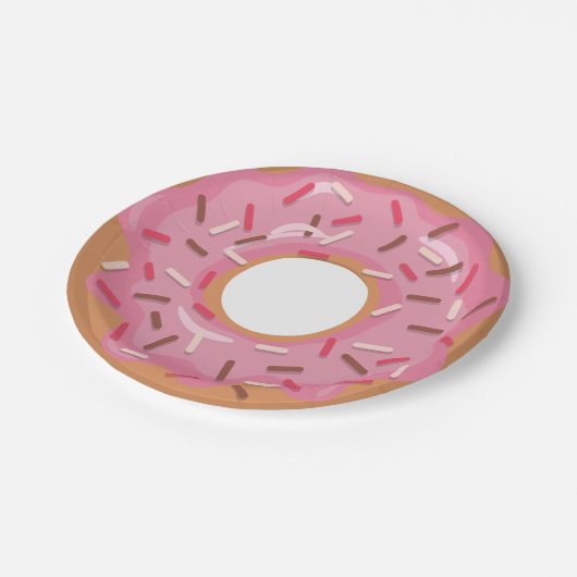 Roze ijsdonuts met sproeiers verjaardagsfeestje papieren bordje (Gekanteld)