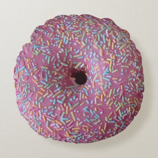 Roze ijsdonuts rond kussen (Voorkant)