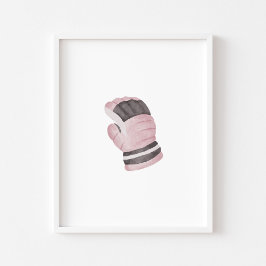 Roze ijshockeyhandschoenen muurkunst poster