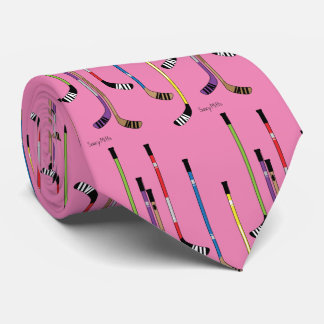 Roze ijshockeysticks puck stropdas
