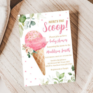 Roze Ijsje Baby Shower Uitnodiging