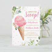 Roze Ijsje Baby Shower Uitnodiging (Staand voorkant)