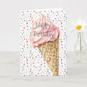 Roze Ijsje Confetti Verjaardag Kaart