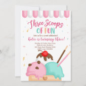 Roze ijsje drie scoopjes met leuke verjaardag kaart (Voorkant)