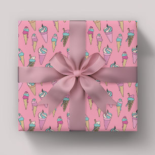 Roze ijsje kegel cadeau patroon cadeaupapier