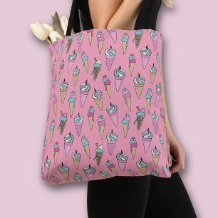 Roze ijsje kegel patroon tote bag