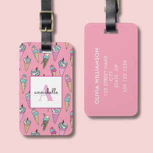 Roze Ijsje Kegel Zomer Bagagelabel