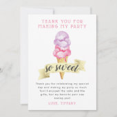 Roze Ijsje Meisje Verjaardagsfeest Bedankkaart (Voorkant)