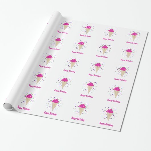 Roze Ijsjes Cadeaupapier (Uitgerold)