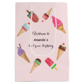 Roze Ijsjes Kegels Feestje  Medium Cadeauzakje (Achterkant)