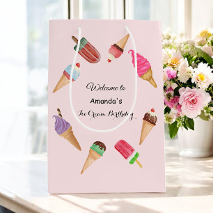 Roze Ijsjes Kegels Popsicles Feestje  Medium Cadeauzakje