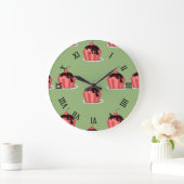 Roze ijsjes op groen grote klok (Huis)