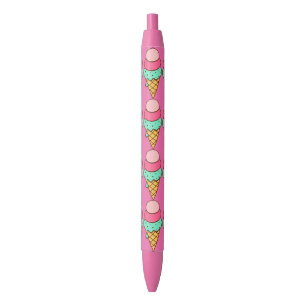 Roze ijskap bevat schrijfpennen zwarte inkt pen