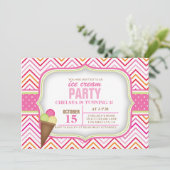 Roze ijskap - Birthday - partijuitnodiging Kaart (Staand voorkant)