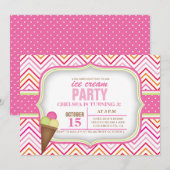 Roze ijskap - Birthday - partijuitnodiging Kaart (Voorkant / Achterkant)