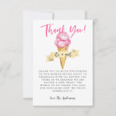 Roze ijskap-meisje Genderfeest Bedankkaart (Voorkant)