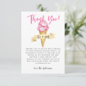 Roze ijskap-meisje Genderfeest Bedankkaart (Staand voorkant)