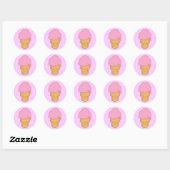 Roze ijskap ronde sticker (Vel)