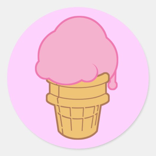 Roze ijskap ronde sticker (Voorkant)