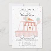 Roze ijskap roomwagen - Eén eerste verjaardag Kaart (Voorkant)