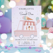 Roze ijskap roomwagen - Eén eerste verjaardag Kaart